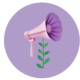 Un megafono rappresentato come se fosse un fiore, a simboleggiare la nascita di un nuovo stile di comunicazione